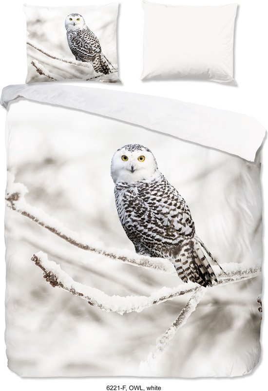 Good Morning Snowy Owl - Flanel - Dekbedovertrek - Wit