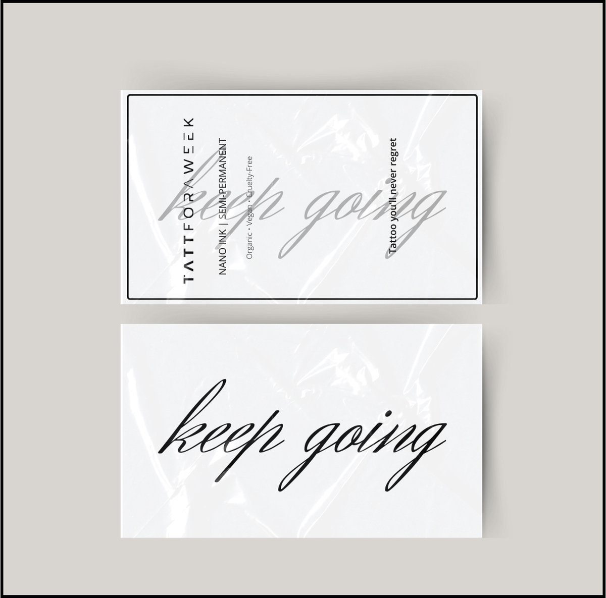 Tijdelijke tattoo keep going | Neptattoo volwassenen | Tijdelijke tattoo voor volwassenen | Temporary tattoo | Plaktattoos voor volwassenen | Neptattoos | Probeer zorgeloos een tattoo | tattforaweek