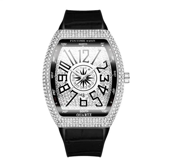Soraro Zirkonia Horloge Zilverkleurig | Waterafstotend | Cadeau Giftbox | Zilver | Quartz Horloges | Zirkonia | Leer | Herenhorloge | Vaderdag | Vaderdag Cadeau