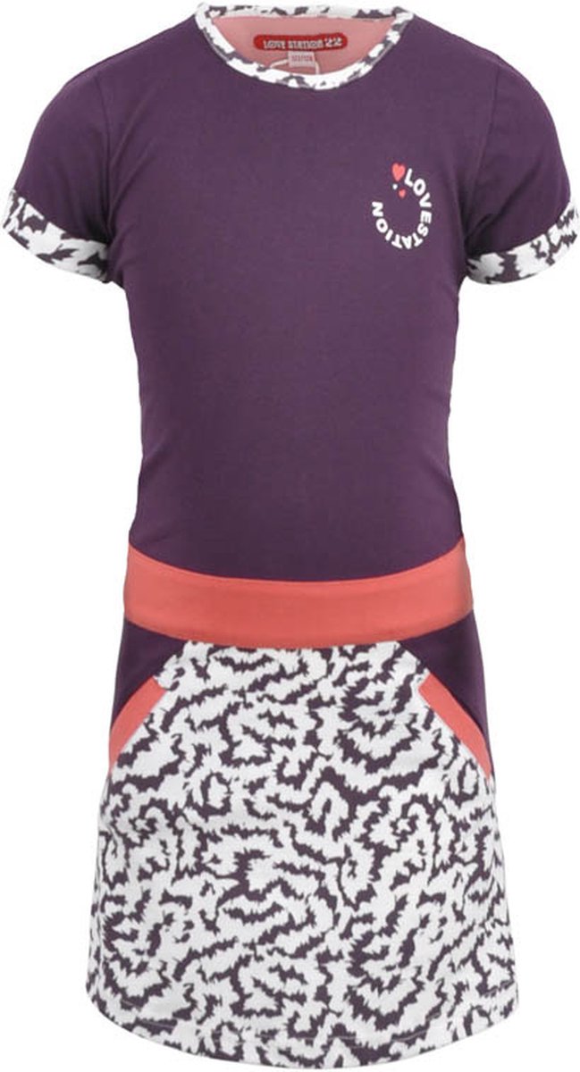 Love Station meisjes korte mouwen jurk Debora Purple Coral