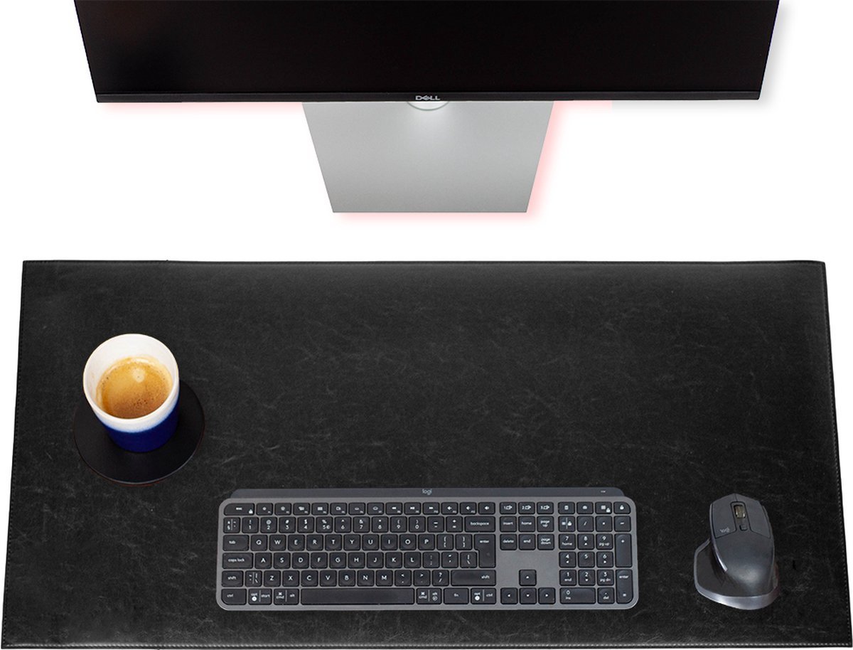Brute Strength - Luxe Bureau Onderlegger Kunstleer - Zwart - Bureau Organizer - 80x40 cm - Thuiswerken - Bureaumat - Kantoor accessoires - Computer mat