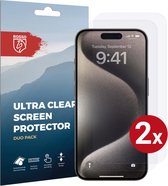 Rosso Screen Protector Ultra Clear Duo Pack Geschikt voor Apple iPhone 15 Pro | TPU Folie | Case Friendly | 2 Stuks