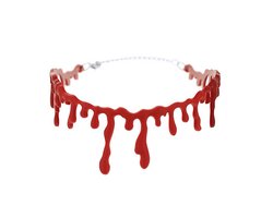 Plux Fashion Bloed Choker - Rood - 5mm/28cm + 6cm hangstuk - Sieraden - Halloween Choker - Choker - HipHop Choker - Sieraden Cadeau - Duurzame Kwaliteit - Halloween - Oktoberfeest - Halloween kostuum