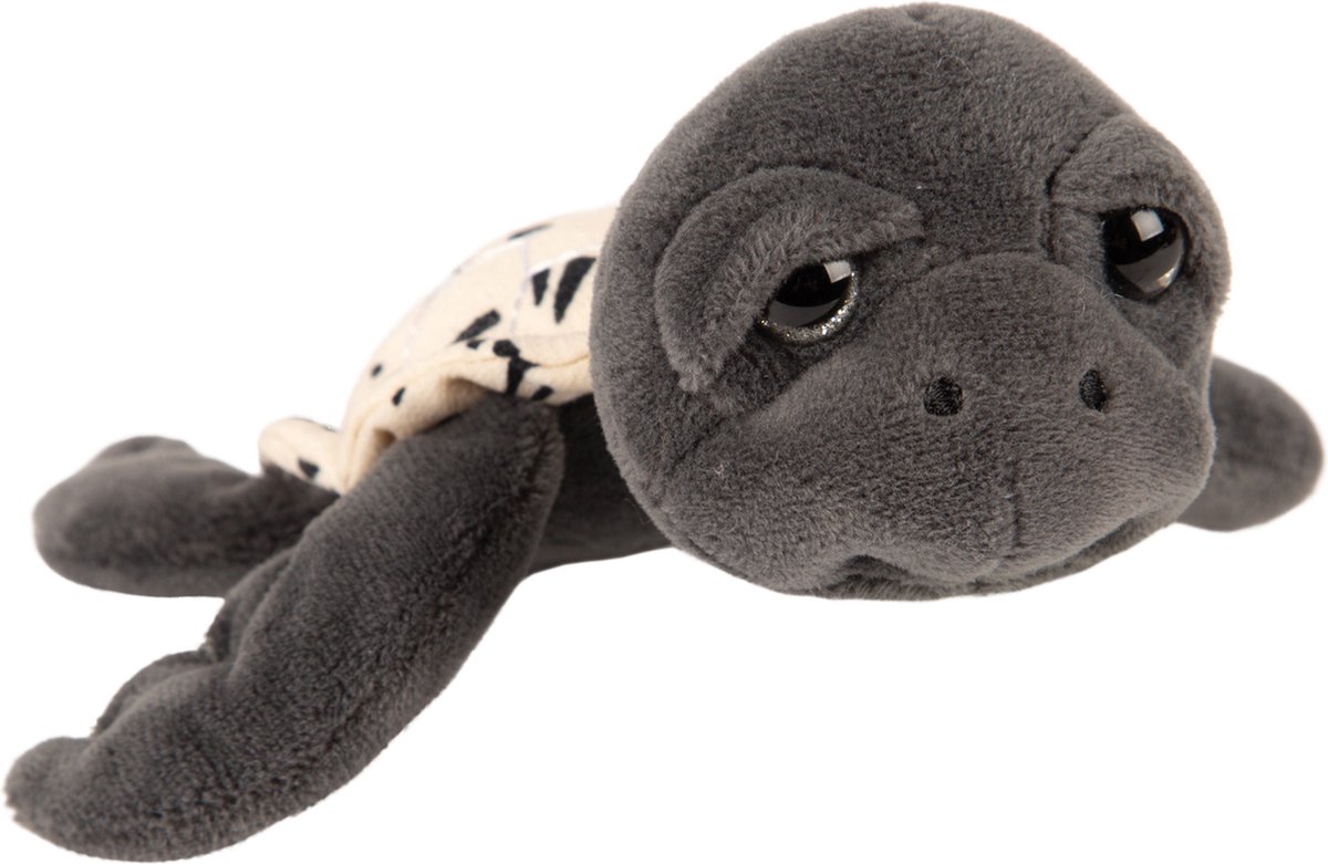 Suki Gifts pluche zeeschildpad Jules knuffeldier - cute eyes - donkergrijs - 14 cm - Hoge kwaliteit