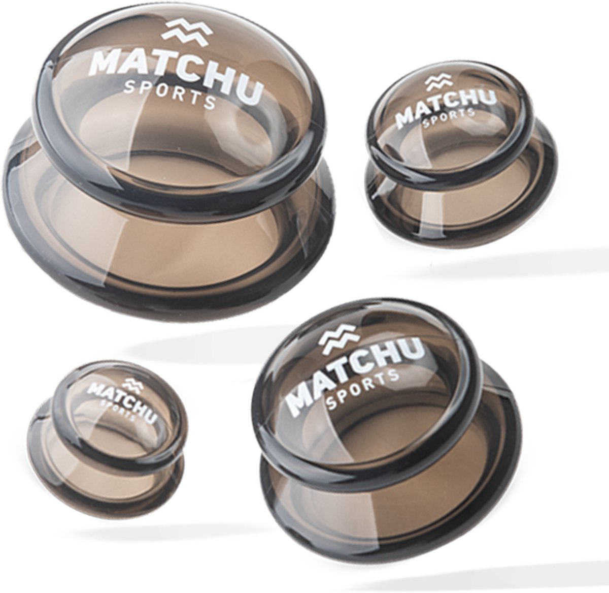 Matchu Sports - Cupping set van 4 stuks - Cellulite cups - Cupping cups - Full body - Donker grijs - Makkelijk te reinigen - Matchu Sports