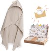 Handdoek met capuchon voor baby's 75 cm x 100 cm, geboortegeschenk jongen & meisje (beige)