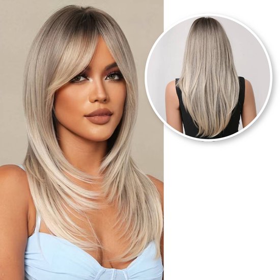 SassyGoods® Perruque Blonde Platinum avec Couches - Perruques Femme Cheveux  Longs -... | bol