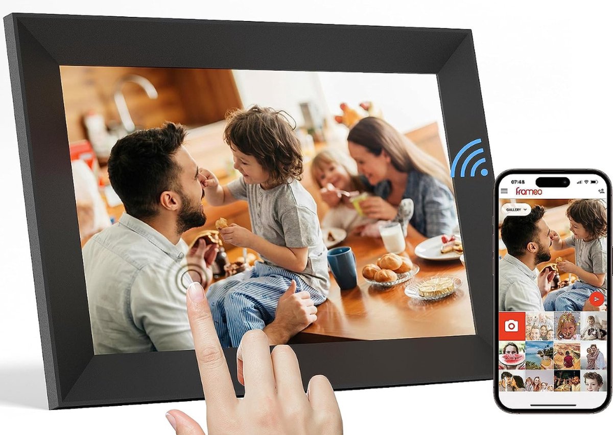 Bol.com Digitale fotolijst wifi 10,1 inch touchscreen, elektronische fotolijst 16 GB geheugen, automatische rotatie, wandmontage... aanbieding