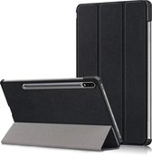 Tri-Fold Book Case met Wake/Sleep - Geschikt voor Samsung Galaxy Tab S7 FE / S7 Plus / S8 Plus Hoesje - Zwart