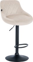 Bol.com CLP Lazio Barkruk - Met rugleuning - Voetsteun - Velvet - Fluweel - creme zwart aanbieding