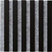 Houten wandpanelen - AcousticWoodline® Vilt-Houten akoestisch aku wandpaneel - 30x30CM - Licht grijs - Mat zwart - Wanddecoratie - Geluidsdemper - muurdecoratie - Wanddecoratie