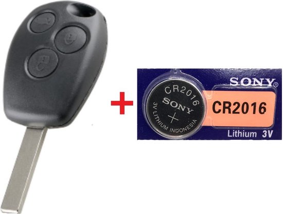 Autosleutel behuizing 3 knoppen + Batterij CR2016 geschikt voor Renault &  Opel sleutel... | bol