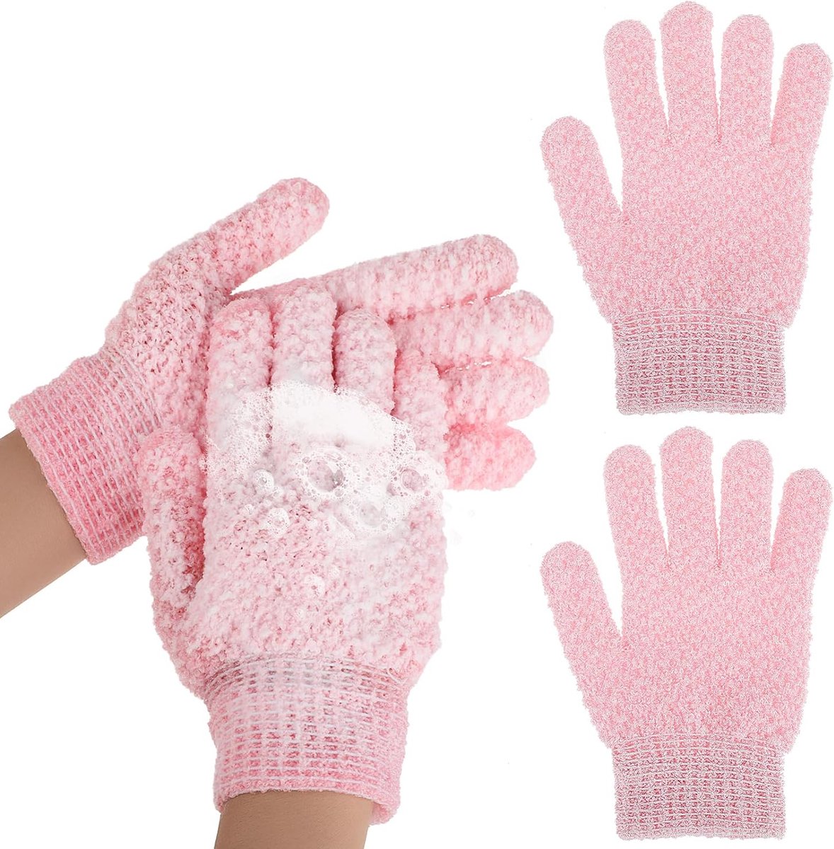 Gants de douche exfoliants double face en microfibre pour adultes et  enfants, gants de