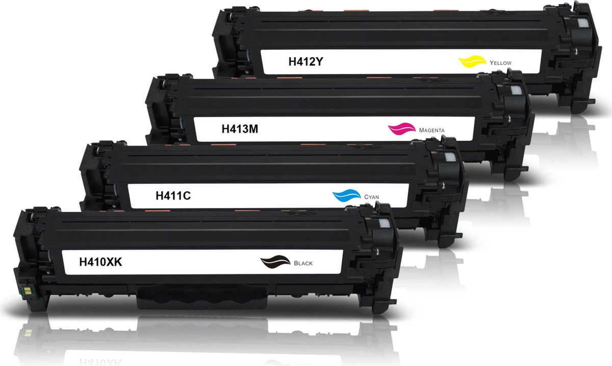 MediaHolland - Huismerk Toner 410X, CF410X, CF411X, CF412X, CF413X geschikt voor HP 410X Serie Printer - Zwart, Cyaan, Magenta en Geel - Toners Cartridges - Zwart: 6500 Pagina's & Kleur: 5000 Pagina's