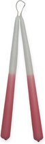 Mica Decorations- Set/2 - Dip Dye kaarsen - Dinerkaarsen - 30cm - Wit-Roze