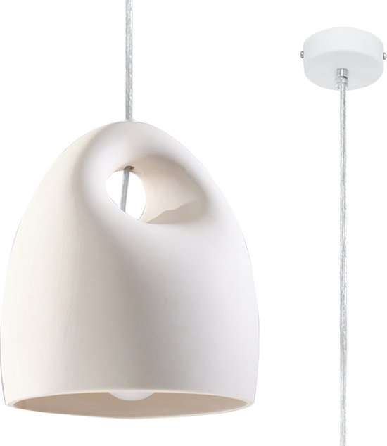 Keramische Hanglamp Bukano - Hanglampen - Woonkamer Lamp - E27 - Wit