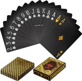 Cartes - Jeu de cartes - Cartes de Poker - Black Jack - Cartes de jeu - Jeu de cartes - Ensemble de Luxe - 88 mm x 63 mm - Zwart - Or