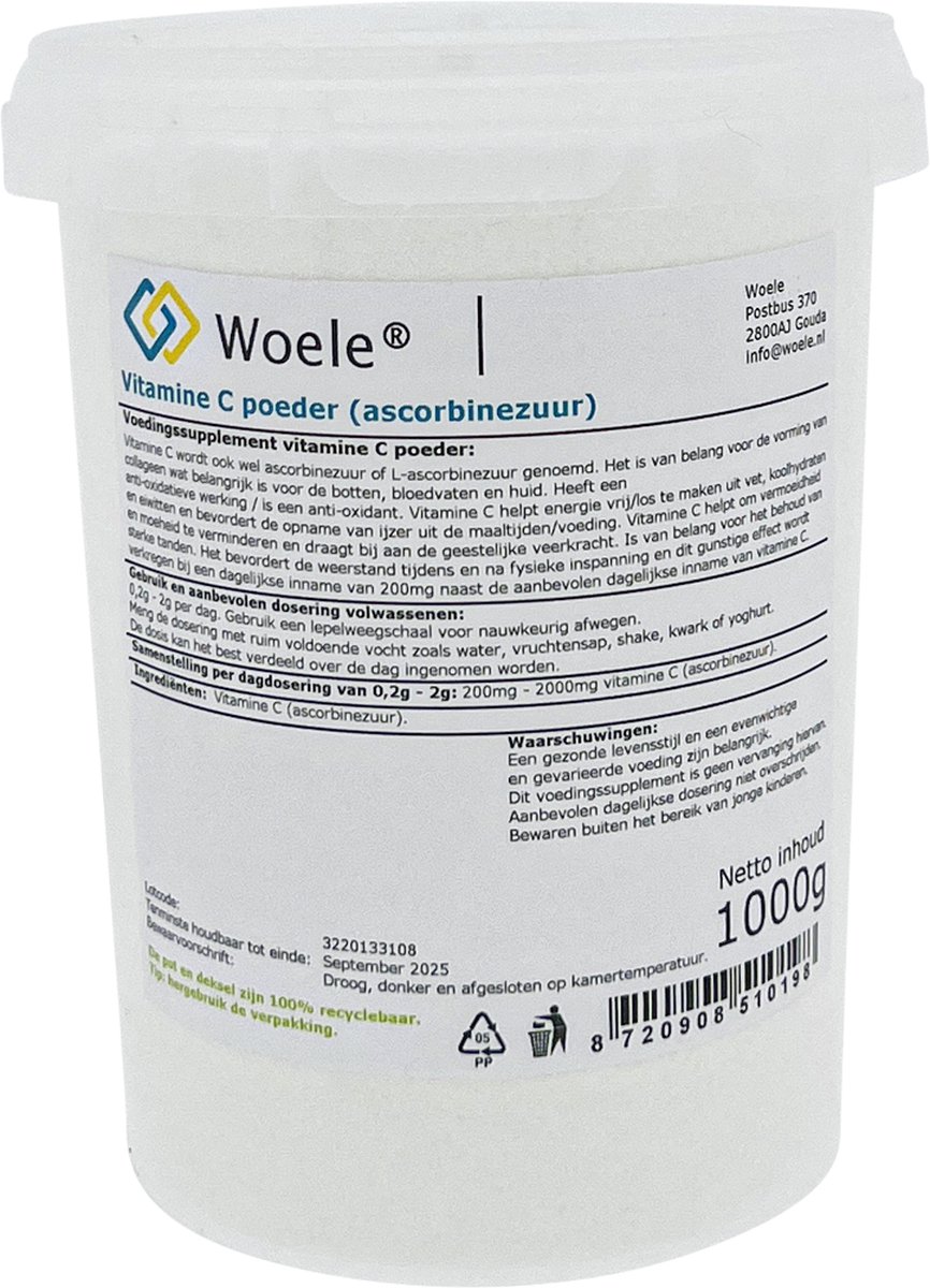 Woele Vitamine C poeder / ascorbinezuur 1kg (1000g)