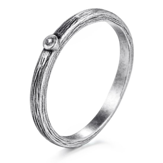 Magnetox X Kingka - Ring Diamond - Argent Sterling 925 - Argent Vintage + Diamant Brun - Femme - 60 mm