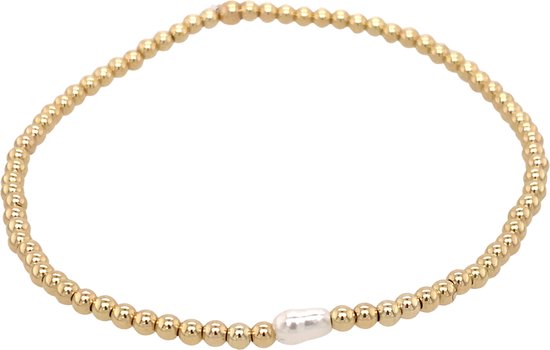 Pat's Jewels Armband - Dames Armband - Gouden Balletjes - Elastiek Armband - Parel - Goud