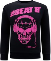 Just Beat It Print Heren Sweater - Zwart