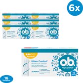 o.b. ProComfort Normal tampons voor de gemiddelde tot zware menstruatiedagen, 6 x 16 stuks