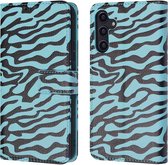 iMoshion Hoesje Geschikt voor Samsung Galaxy A14 (5G) / A14 (4G) Hoesje Met Pasjeshouder - iMoshion Design Bookcase smartphone - Meerkleurig / Black Blue Stripes