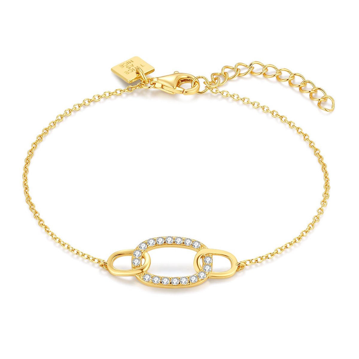 Twice As Nice Armband in 18kt verguld zilver, ovaal, zirkonia 16cm+3cm