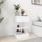 The Living Store Table de chevet Basic - H65 cm - blanc - aggloméré