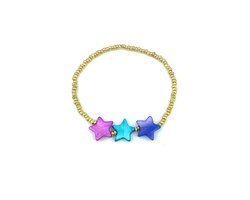 Luna-Leena duurzame kinderarmband sterren - multi - L15cm stretch - handgemaakt in Nepal - star beads- kids bracelet - accessoires - feest - cadeau - kinderfeestje - verjaardag - armband - sieraad - kerstster, Christmas gift