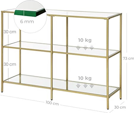 Console de 105 cm, Table d'entrée à 3 niveaux avec cadre en