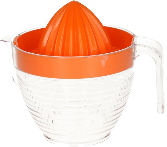 Plasticforte Sinaasappelpers/citruspers - Handmatig - kunststof - 16 x 13 cm - transparant/oranje van Merkloos — afbeelding 3