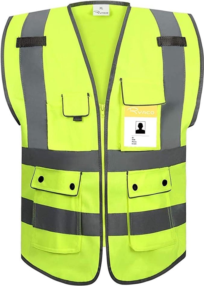 Lot de 4 gilets de sécurité pour voiture Jaune fluo, lavable, 360°gilet de sécurité