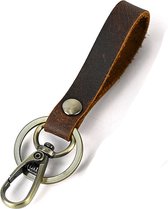 Porte-clés en cuir de Luxe I Porte-clés I Style rétro I Avec double porte-clés I Marron foncé
