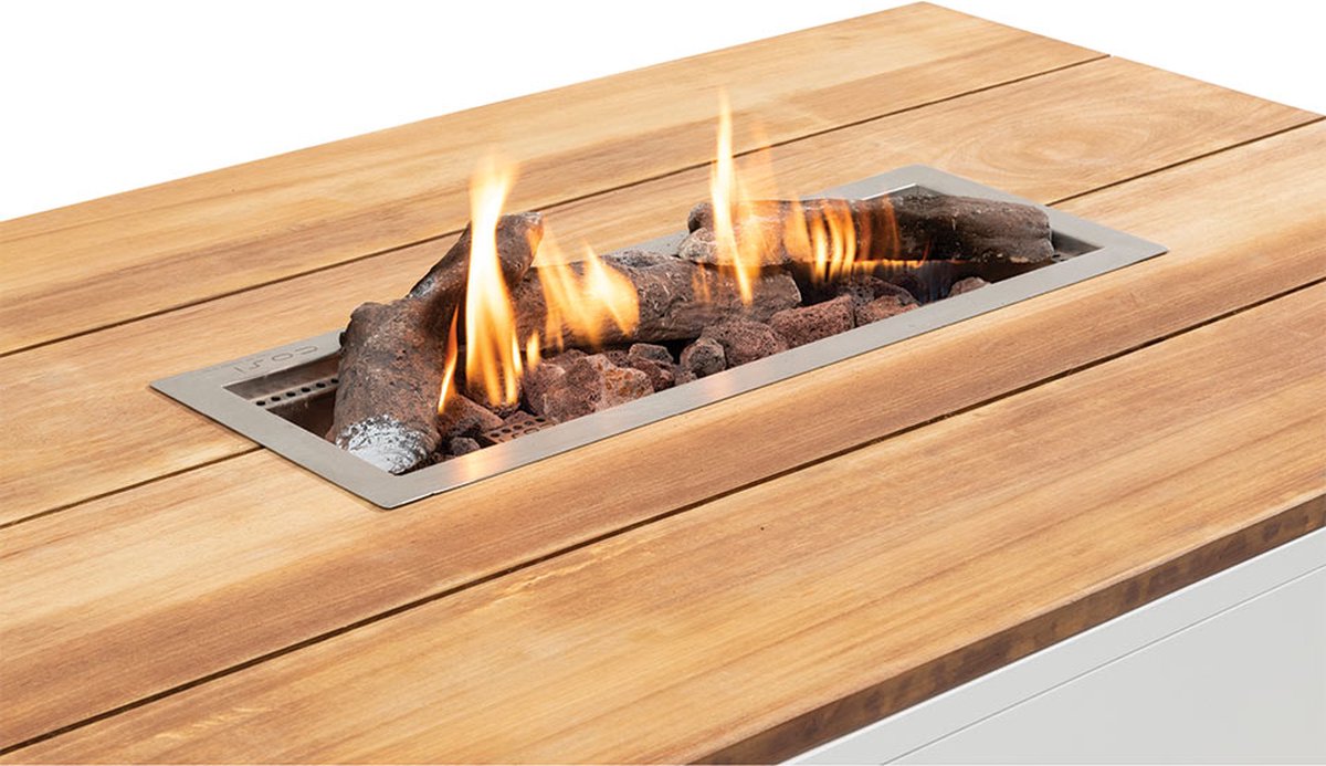 Cosi Cosipure 120 - Fire Table - White with teak