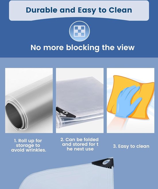 Bâche Imperméable Transparente Avec œillets 2 X 2 M - Protection Contre La Pluie - Pour Tonnelle - En Polyéthylène Transparent - Anti-âge Et Résistant Aux UV - Idéale Pour Les événements