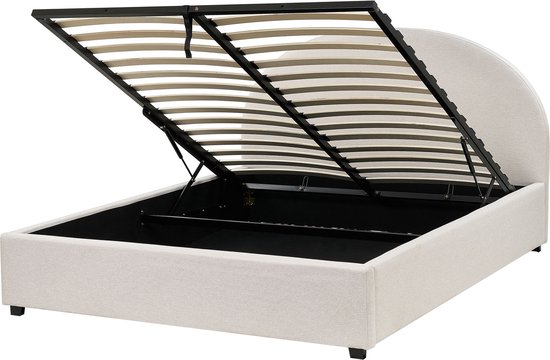 VAUCLUSE - Bed met opbergruimte - Lichtbeige - 160x200 cm - Polyester