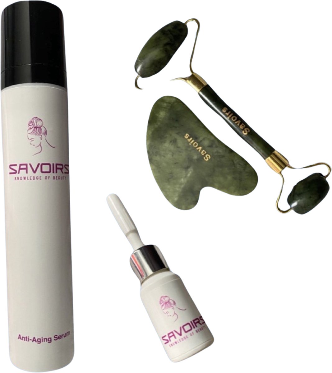 Anti-aging serum bio 50 ml(Anti-wrinkle) inclusief Jade roller met Gua sha gezicht massage en mini Luxury serum bio 5ml Anti-aging.