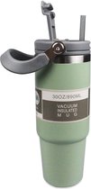 drinkfles vacuüm geïsoleerd roestvrij staal waterfles drinkfles roestvrij staal, geschikt voor koffie, thee, warme en koude dranken, 890 ml, lichtgroen