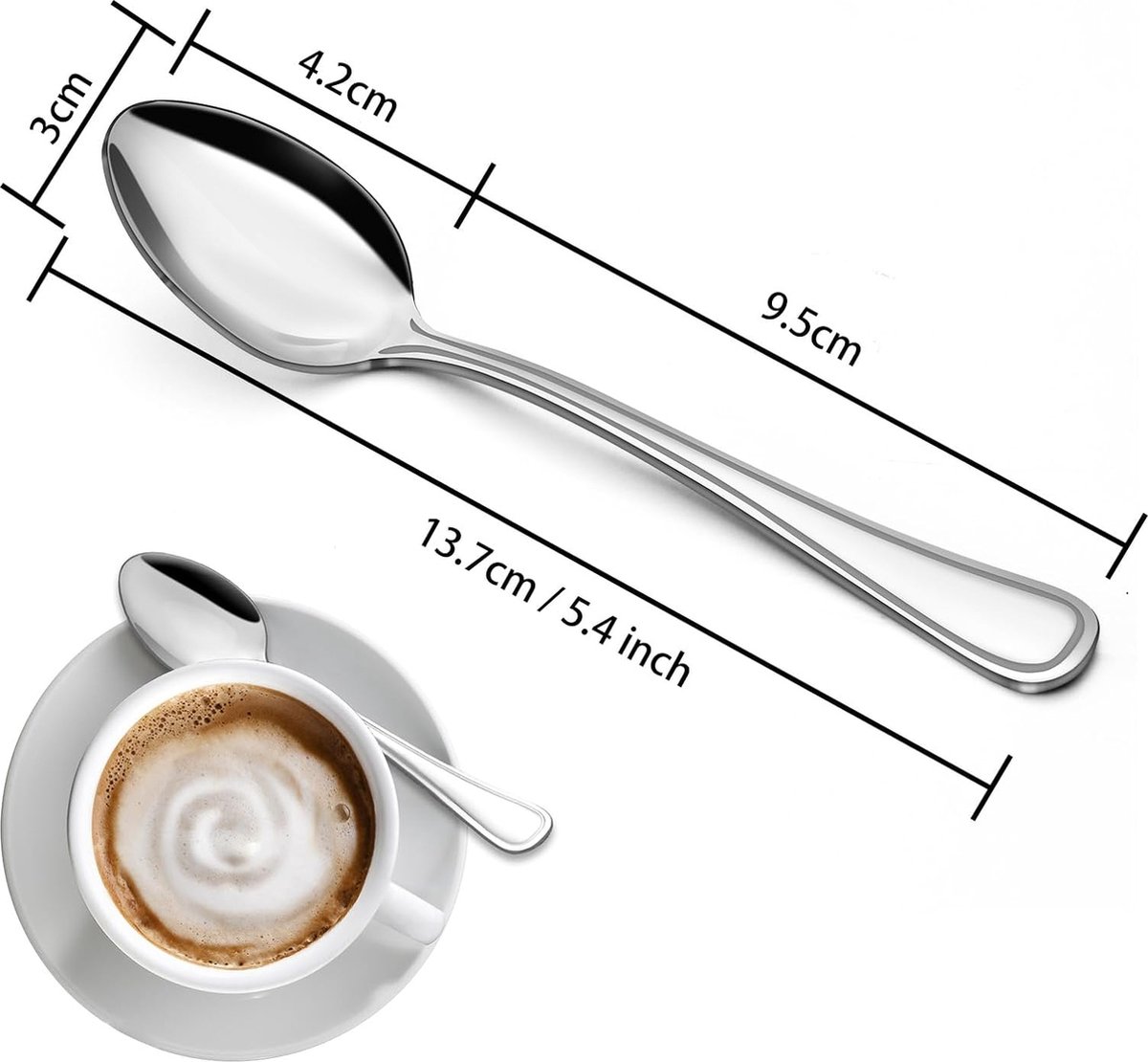Cuillères à café 24 pièces, cuillères à café en acier inoxydable 13,7 cm, cuillère  à