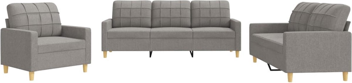 vidaXL - 3-delige - Loungeset - met - kussens - stof - taupe