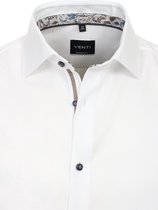 Wit Gewerkt Venti Heren Overhemd Met Motief Kraag Modern Fit - XXL