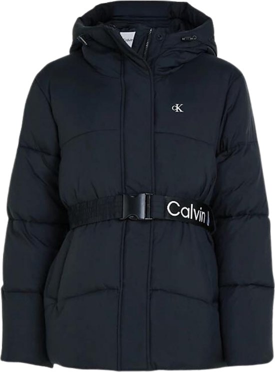 Calvin Klein Logo Belt Short Puffer Nylon Pufferjack - Dames - Maat L