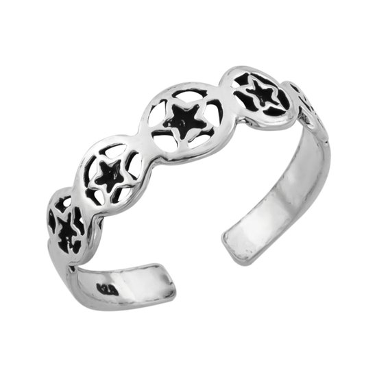 Anneaux d'orteil | Bague d'orteil en argent, cercles avec étoiles | bol