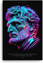 It is not that we have a short time to live - Seneca - Canvas | 60 x 90 cm | Stoic | Motivatie | Quote | Stoicism | Filosofie | Discipline | Masculinity | Woonkamer | Kantoor | Wanddecoratie