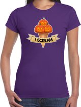 Bellatio Decorations Halloween verkleed t-shirt dames - pompoen - paars - themafeest outfit - I scream L