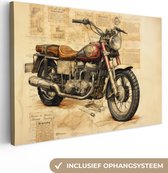 Peinture sur toile 60x40 cm - Décoration murale Vintage - Moto - Papier - Véhicule - Décoration murale murale salon - Décoration chambre - Accessoires de chambre - Peintures