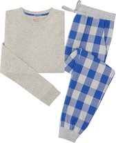 La-V pyjama sets voor heren met flanel joggingbroek Grijs/blauw XXL