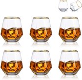 Glasses Set van 6 gekanteld Scotch Glas, 300 ml, whiskyglas, moderne look voor mannen, vrouwen, papa, echtgenoot, vrienden, glaswerk voor