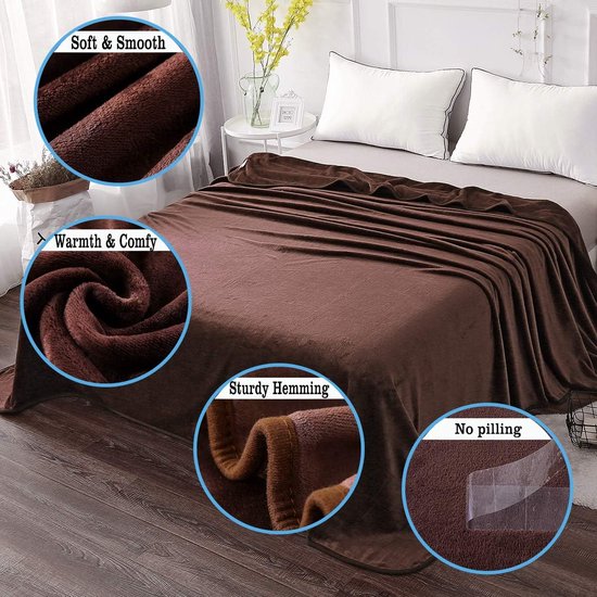 Couverture Plaid épaisse à carreaux 150x200 cm couleur chocolat couverture  de lit... | bol